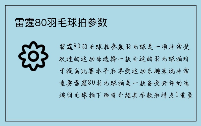 雷霆80羽毛球拍参数