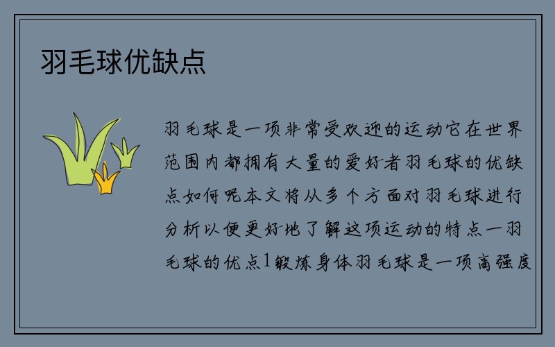 羽毛球优缺点